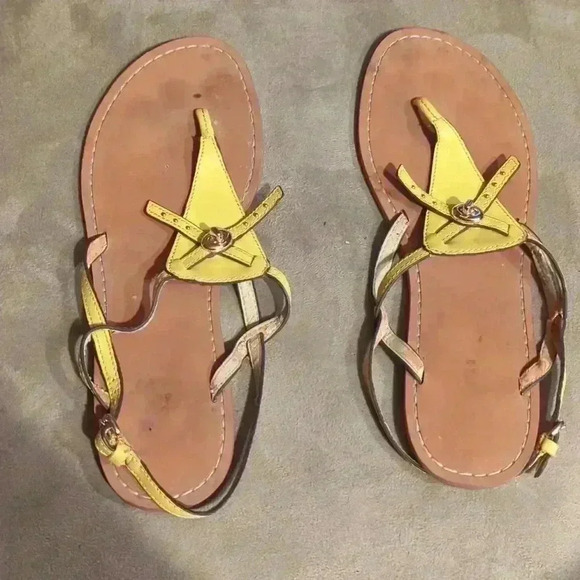 Coach brown and yellow sandals, size 9.5 - Picture 2 of 8